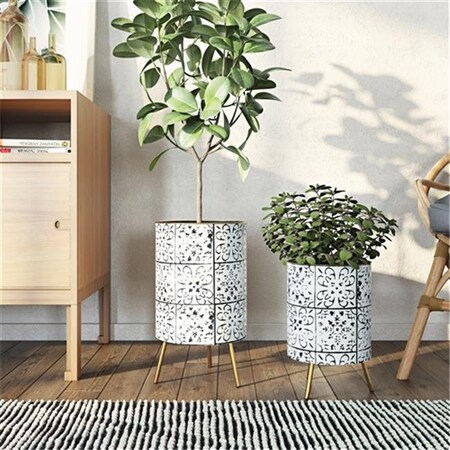 Aspire Home Accents Aspire Home Accents 6978 Bantu Modern Planters; Black & White - Set of 2 6978